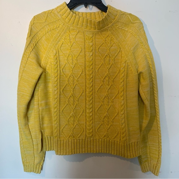 GAP Cable Knit Crew Neck Sweater In Sunshine Yellow Size M Easter Spring Happy - Picture 7 of 8